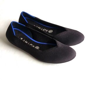 Rothy’s The Flat Black Solid Round Toe Knit Shoes Women's Size 8